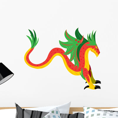 Winged Snake Dragon Wall Decal shown on a wall