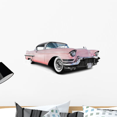 Pink Cadillac Wall Decal shown on a wall