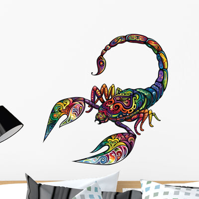 Cheerful Abstract Scorpion Wall Decal shown on a wall