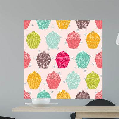 Sweet Cake Seamless Pattern Wall Decal shown on a wall