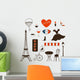 Paris Set Romantic Symbols Wall Stickers