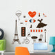 Paris Set Romantic Symbols Wall Stickers