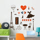 Paris Set Romantic Symbols Wall Stickers