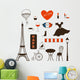 Paris Set Romantic Symbols Wall Stickers