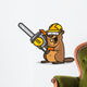 Beaver holds chainsaw Wall Decal