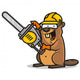 Beaver holds chainsaw Wall Decal