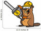 Beaver holds chainsaw Wall Decal