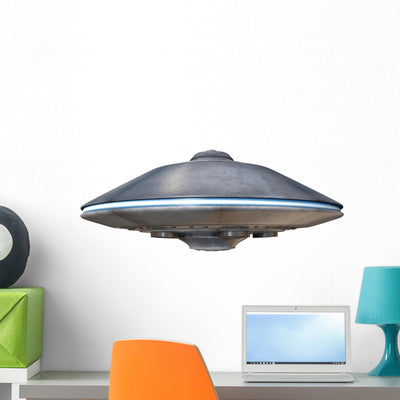 3D Illustration Flying Saucer Wall Decal shown on a wall
