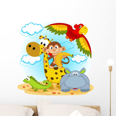 African Animals Vector Illustration shown on a wall