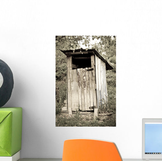 tradtional wooden outside toilet Wall Mural