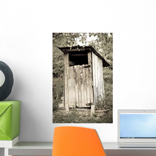 tradtional wooden outside toilet Wall Mural