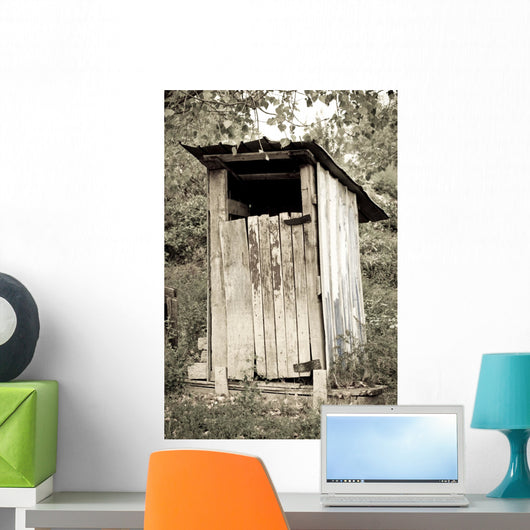 tradtional wooden outside toilet Wall Mural
