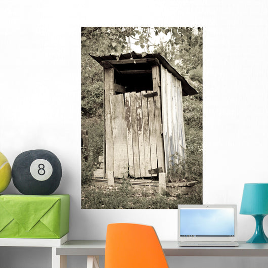 tradtional wooden outside toilet Wall Mural