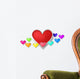 3D colorful hearts with little hearts surrounding on white backg Wall Decal