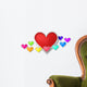 3D colorful hearts with little hearts surrounding on white backg Wall Decal