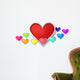 3D colorful hearts with little hearts surrounding on white backg Wall Decal