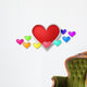 3D colorful hearts with little hearts surrounding on white backg Wall Decal