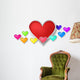 3D colorful hearts with little hearts surrounding on white backg Wall Decal