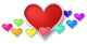 3D colorful hearts with little hearts surrounding on white backg Wall Decal
