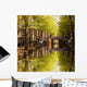 Amsterdam city with green canal in Holland Wall Mural