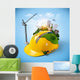 City on the construction helmet. 