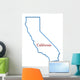 California Map Outlined in Neon Blue 