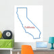 California Map Outlined in Neon Blue 