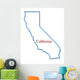 California Map Outlined in Neon Blue 