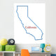 California Map Outlined in Neon Blue 
