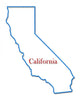 California Map Outlined in Neon Blue 