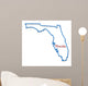 Florida Map Outlined in Neon Blue with Red Lettering 