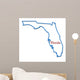 Florida Map Outlined in Neon Blue with Red Lettering 