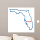 Florida Map Outlined in Neon Blue with Red Lettering 