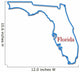 Florida Map Outlined in Neon Blue with Red Lettering 