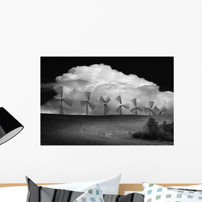 Black and White Wind Wall Mural shown on a wall