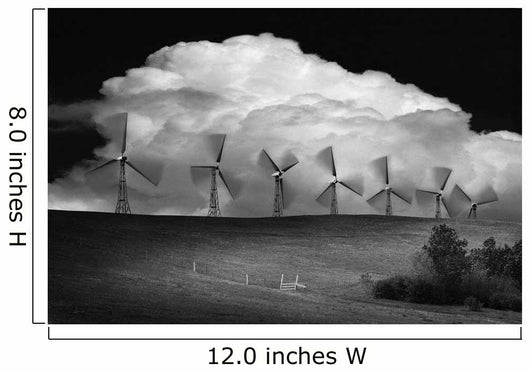 Black And White Of Wind Generators With Cloud In Background Wall Mural