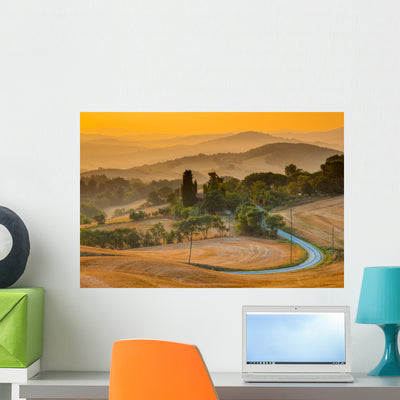 Tuscan Village from Guardistallo Wall Mural shown on a wall