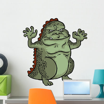 Godzilla Cartoon Wall Decal shown on a wall