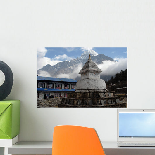 Stupa with Om Ma Ne Pad Me Hum stones Wall Mural