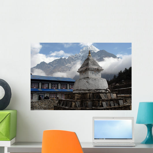 Stupa with Om Ma Ne Pad Me Hum stones Wall Mural