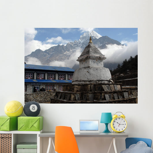 Stupa with Om Ma Ne Pad Me Hum stones Wall Mural