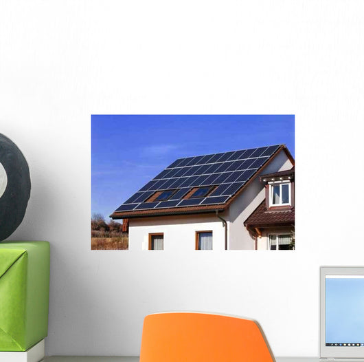 Solar Panels Country-side House Wall Decal