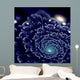 Dark Blue Fractal Flower Digital Artwork Wall Mural