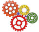 Color gears on white background. 3d rendered 