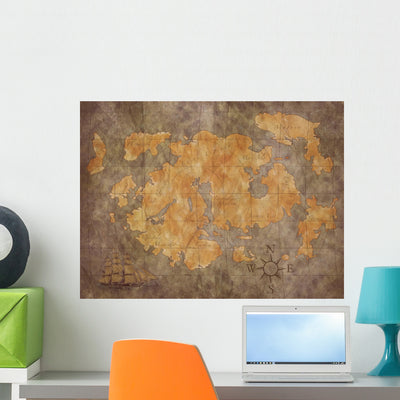 Treasure Map Wall Mural shown on a wall