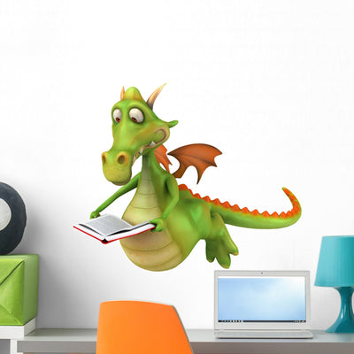 Reading Dragon Wall Decal shown on a wall