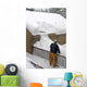 Man Using Snow Rake Wall Decal