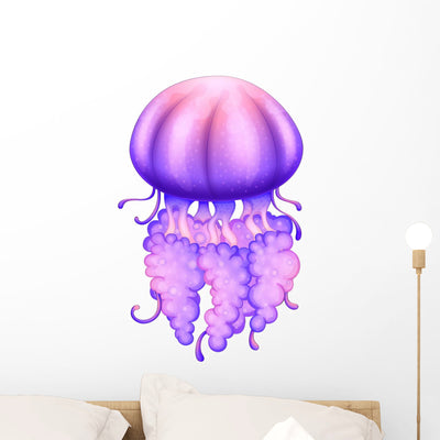 Lavender Jellyfish shown on a wall