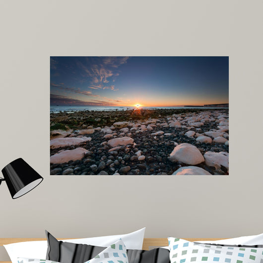 Sunset over white rocks at Birling Gap, Sussex, England 