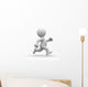 3d white human running alone in white background 